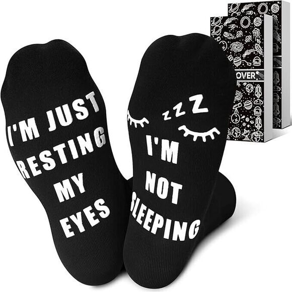 URECOVER Novelty Socks in Gift Box Men’s I'M NOT SLEEPING I'M RESTING MY EYES - Picture 1 of 1